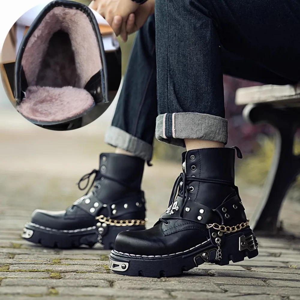 Motorcycle Chain - Botas de Motociclista de Cuero Genuino