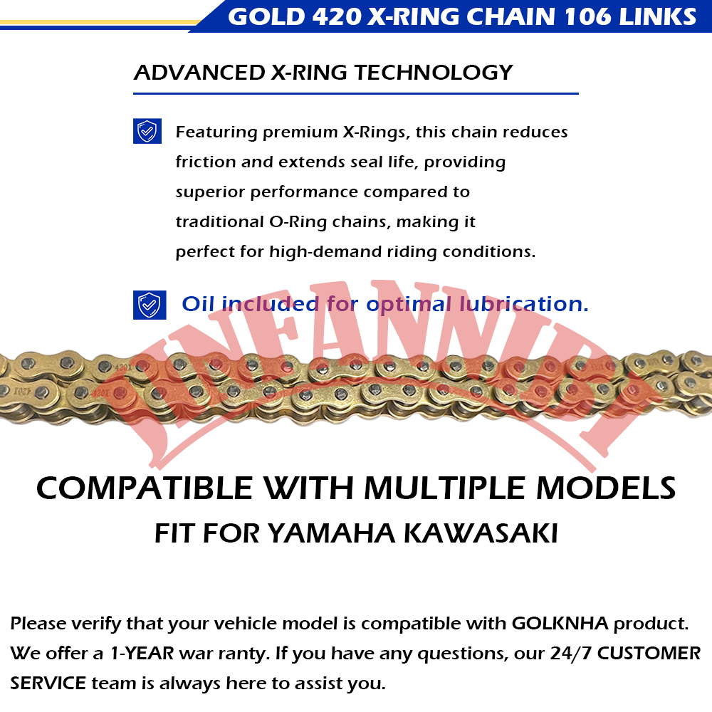 Cadena de anillo X dorada 420, - Master Link Chain reseña y precio